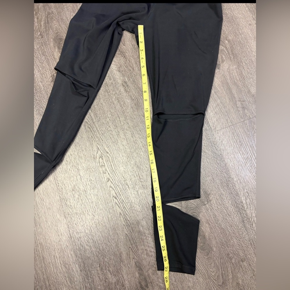 Ivy Park Size XL High Rise Black Slash Leggings Full Length Athletic Edgy Goth - Picture 15 of 15